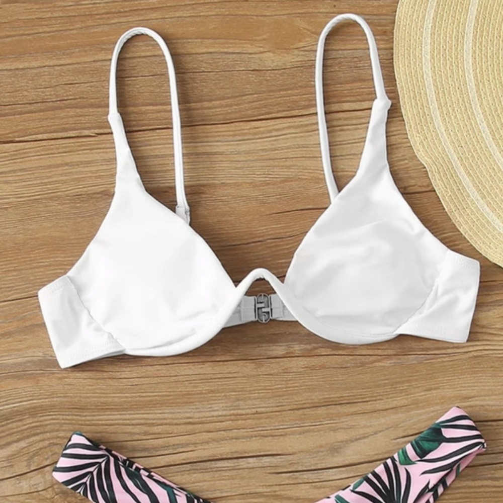 White Push Up Bikini Top